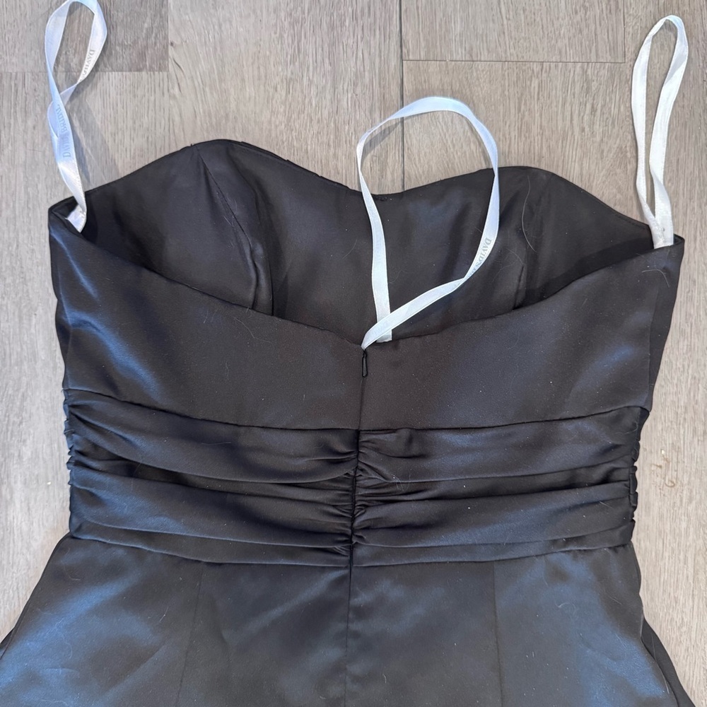 Davids Bridal Bridesmaid Prom Dress Size 10 Strapless Black Pleated Formal Gown - Picture 4 of 8